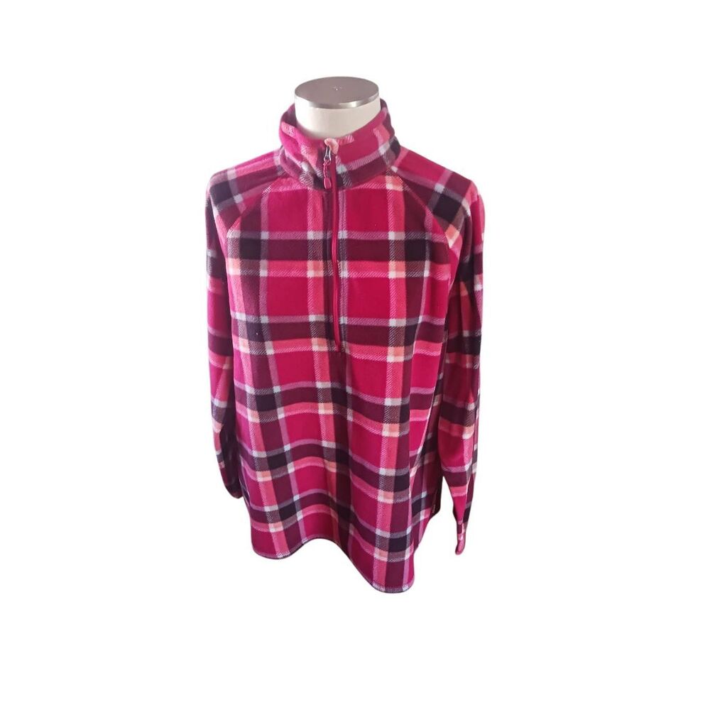 Eddie Bauer plus size fleece Plaid quarter zip